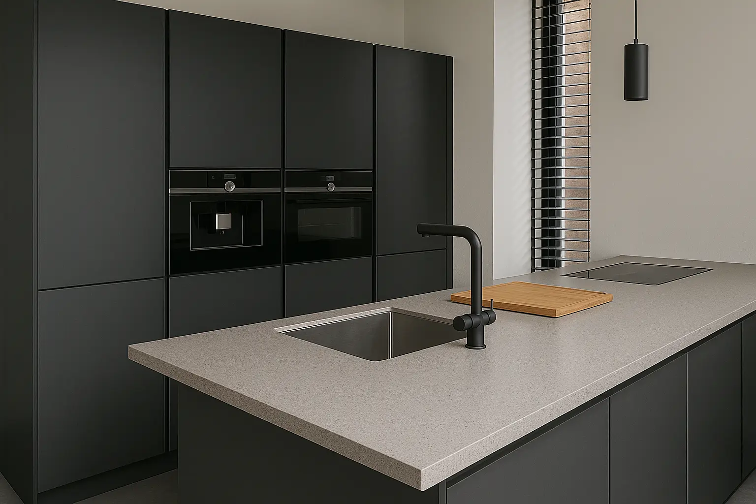 Keuken voor het wrappen, taupe fronten